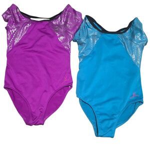 Future Star Bundle Of Purple And Blue Leotards With Strappy Backs